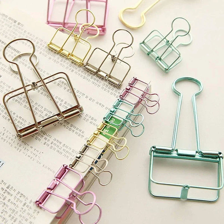 2-10 Pcs Paper Clip Sliver Rose Gold Binder Clips Page Holder Office Study Binder Clips Photo Clamp Office School Desk Organizer