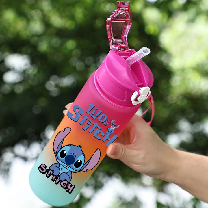 750ML Disney Lilo Stitch Water Bottle Large Capacity Drinking Portable Cartoon Anime Outdoor Sport Water Cup Children Kid Gifts