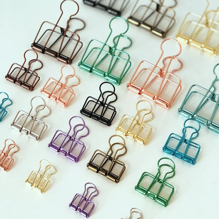 2-10 Pcs Paper Clip Sliver Rose Gold Binder Clips Page Holder Office Study Binder Clips Photo Clamp Office School Desk Organizer