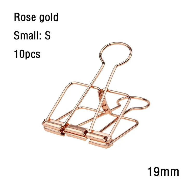 2-10 Pcs Paper Clip Sliver Rose Gold Binder Clips Page Holder Office Study Binder Clips Photo Clamp Office School Desk Organizer