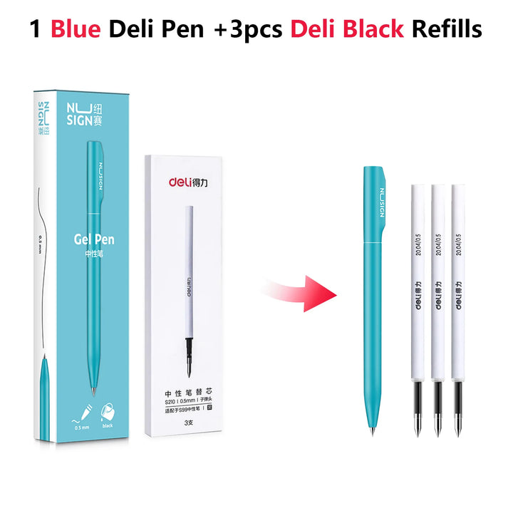 Deli Luxury Gel Pen Colored Ballpoint Pens 0.5mm Black Ink School Office Supplies Stationery Business Pen Office Accessories