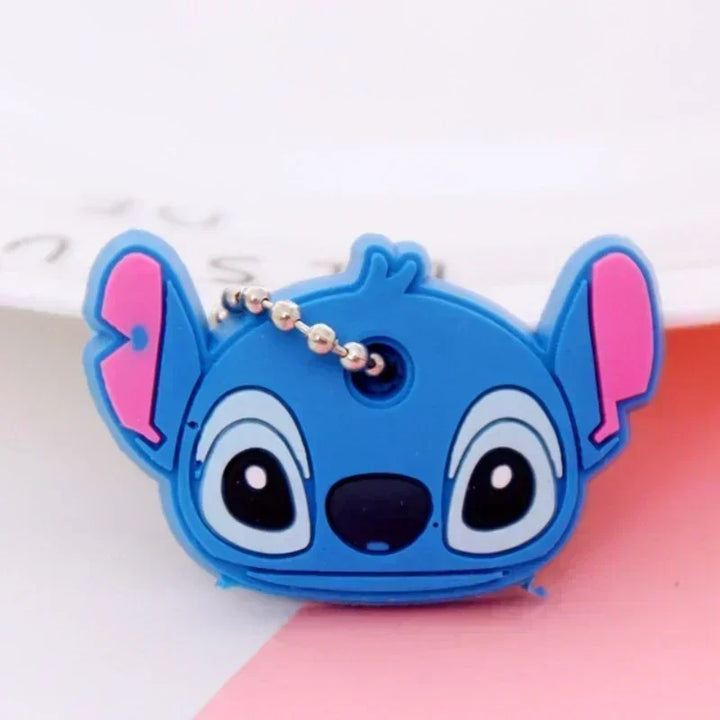 MINISO Stitch Key Protective Caps Anime Lilo & Stitch Cartoon Modeling Silicone Key Cover Portable Keychain Holder