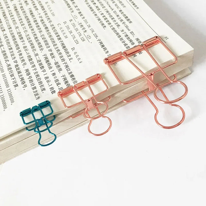 2-10 Pcs Paper Clip Sliver Rose Gold Binder Clips Page Holder Office Study Binder Clips Photo Clamp Office School Desk Organizer