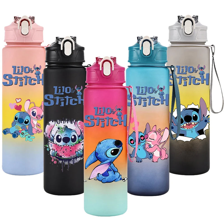 750ML Disney Lilo Stitch Water Bottle Large Capacity Drinking Portable Cartoon Anime Outdoor Sport Water Cup Children Kid Gifts