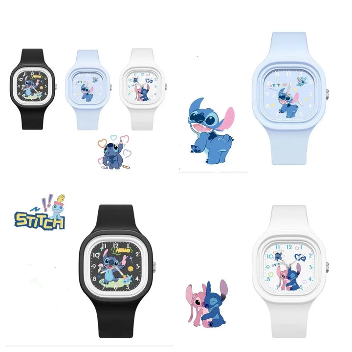 Kawaii Anime MINISO Disney Watch  Lilo & Stitch Children Watchs Sports Silicone Watch Cartoon Mickey Minnie Watch Kids Toy Gifts