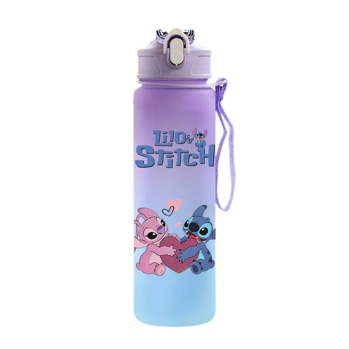 Disney Lilo Stitch Plastic Straw Water Cup Sports Water Bottle High Value Outdoor 750Ml Large Capacity Camping Drinking Tools