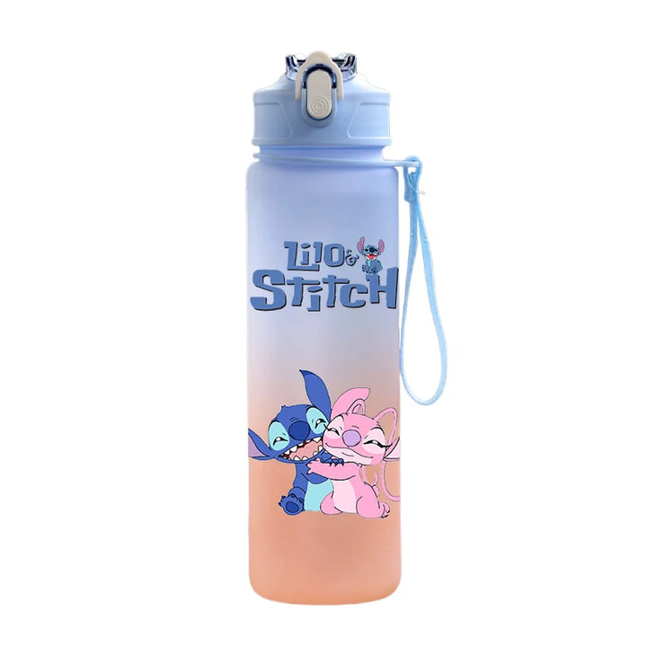 Disney Lilo Stitch Plastic Straw Water Cup Sports Water Bottle High Value Outdoor 750Ml Large Capacity Camping Drinking Tools