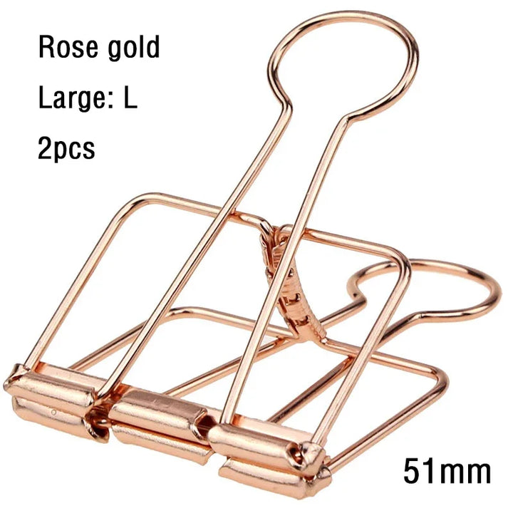 2-10 Pcs Paper Clip Sliver Rose Gold Binder Clips Page Holder Office Study Binder Clips Photo Clamp Office School Desk Organizer