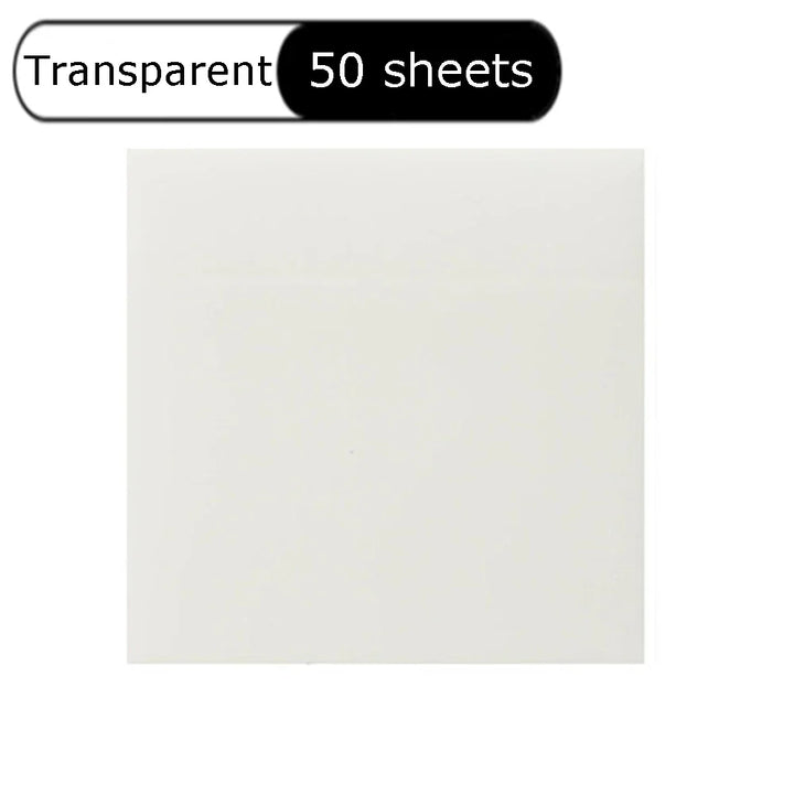 50 Sheets Waterproof Transparent Sticky Notes Self-adhesive Paper Daily To-do List Note Paper for Student Office Stationery