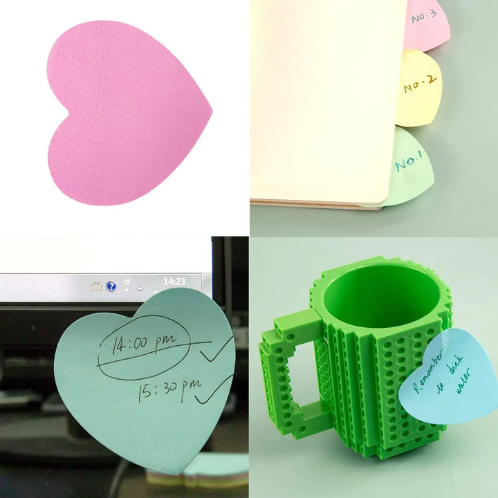 5set/600 Sheets Heart Sticky Notes Notepad Self Sticky Note Pads Notebook Planner Sticker For Home Office School Stationery