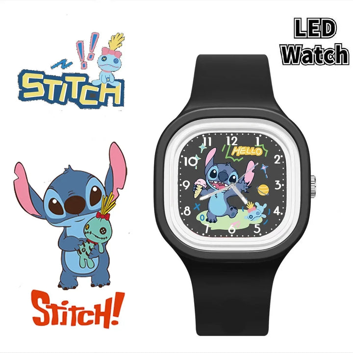 Disney FashionAnime Minnie Children Watch  Stitch Mickey Mouse Silicone Sport Watch Cartoon Lilo & Stitch Accessories Kids watch