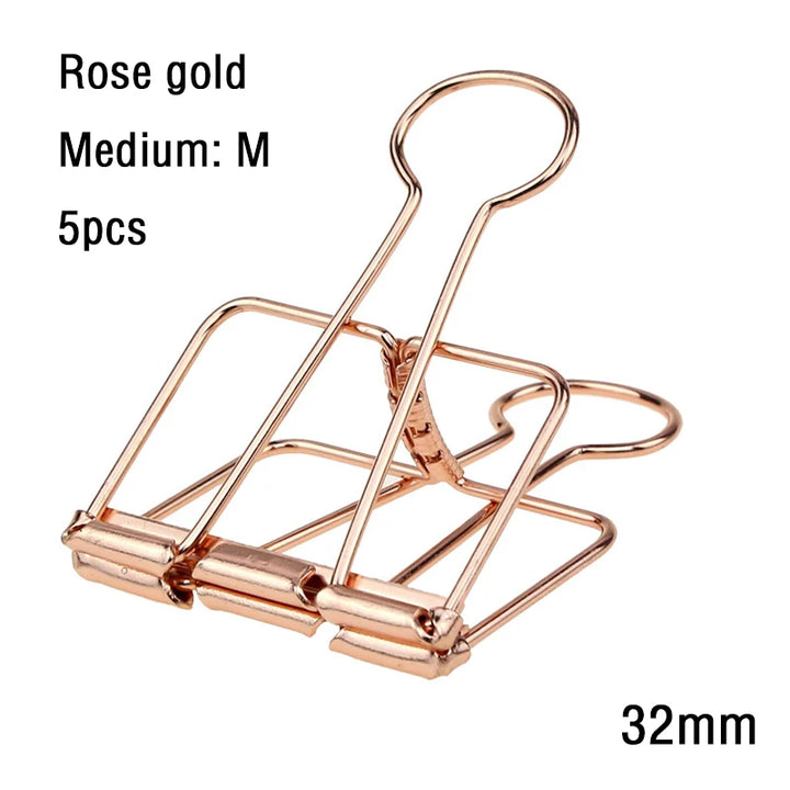 2-10 Pcs Paper Clip Sliver Rose Gold Binder Clips Page Holder Office Study Binder Clips Photo Clamp Office School Desk Organizer