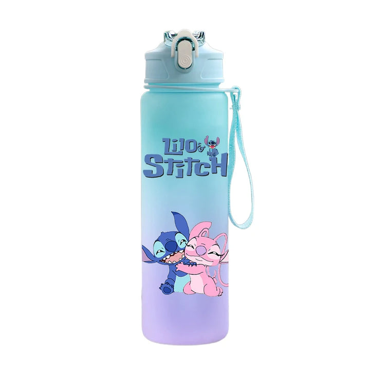 Disney Lilo Stitch Plastic Straw Water Cup Sports Water Bottle High Value Outdoor 750Ml Large Capacity Camping Drinking Tools