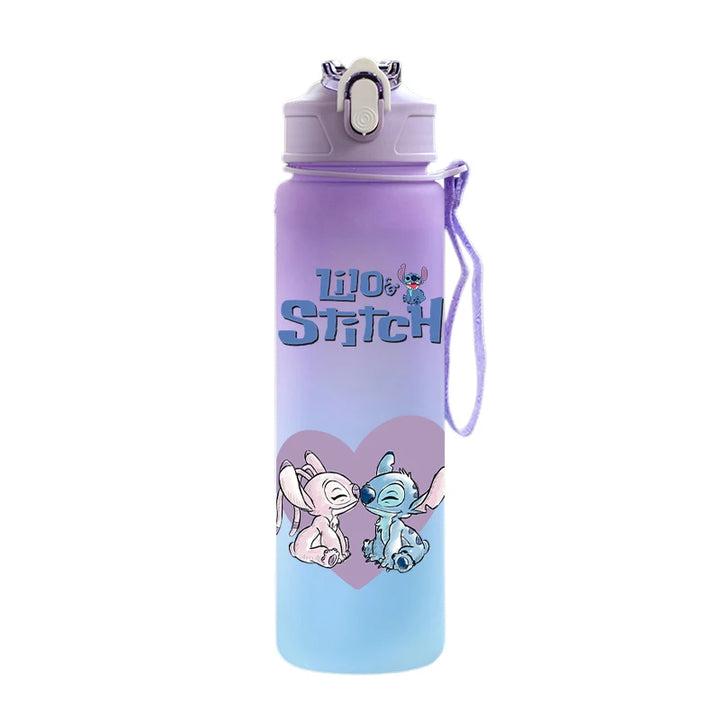 Disney Lilo Stitch Plastic Straw Water Cup Sports Water Bottle High Value Outdoor 750Ml Large Capacity Camping Drinking Tools