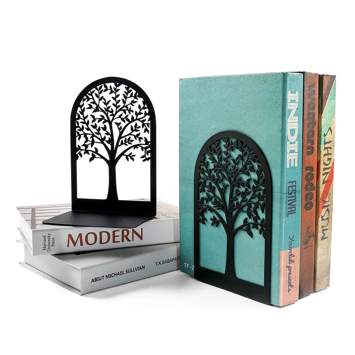 Black Tree of Life Desktop Book Ends Office Desktop Home Bookend Gift for Book Loves Office Desktop Iron Book rack