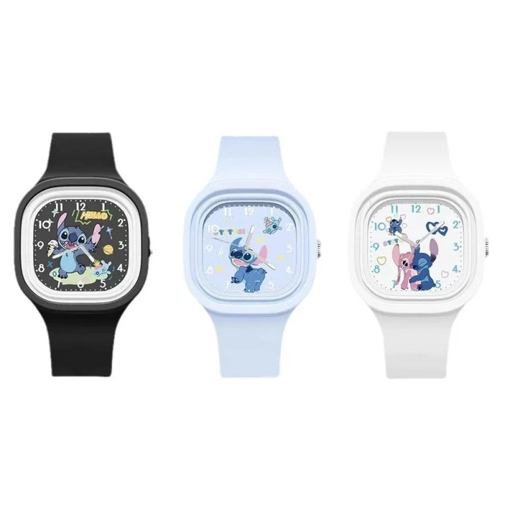 Kawaii Anime MINISO Disney Watch  Lilo & Stitch Children Watchs Sports Silicone Watch Cartoon Mickey Minnie Watch Kids Toy Gifts