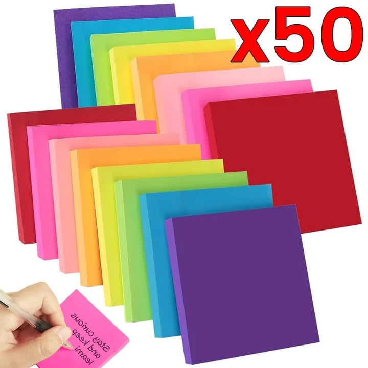 50 Sheets Waterproof Transparent Sticky Notes Self-adhesive Paper Daily To-do List Note Paper for Student Office Stationery