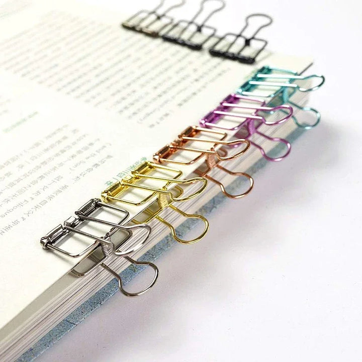 2-10 Pcs Paper Clip Sliver Rose Gold Binder Clips Page Holder Office Study Binder Clips Photo Clamp Office School Desk Organizer