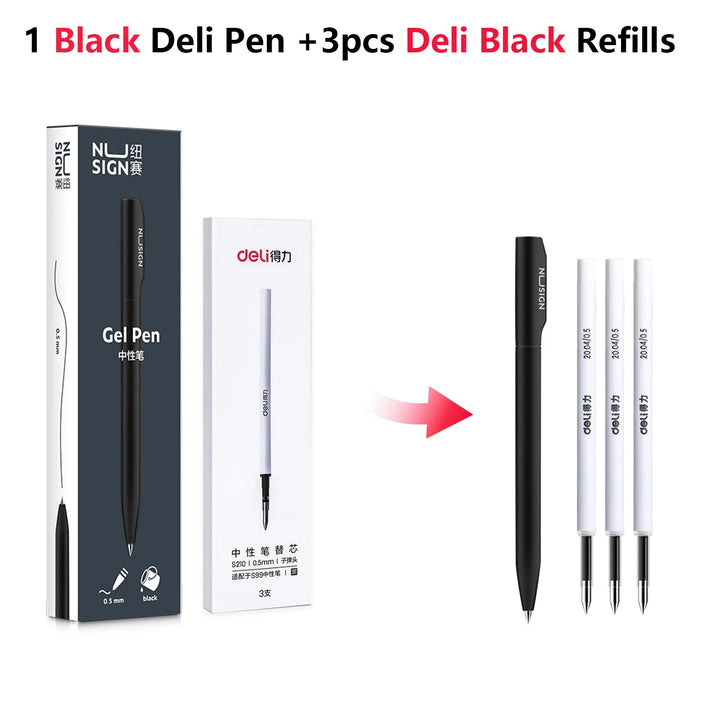 Deli Luxury Gel Pen Colored Ballpoint Pens 0.5mm Black Ink School Office Supplies Stationery Business Pen Office Accessories