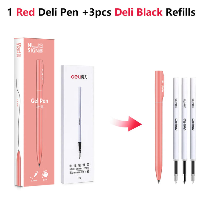 Deli Luxury Gel Pen Colored Ballpoint Pens 0.5mm Black Ink School Office Supplies Stationery Business Pen Office Accessories