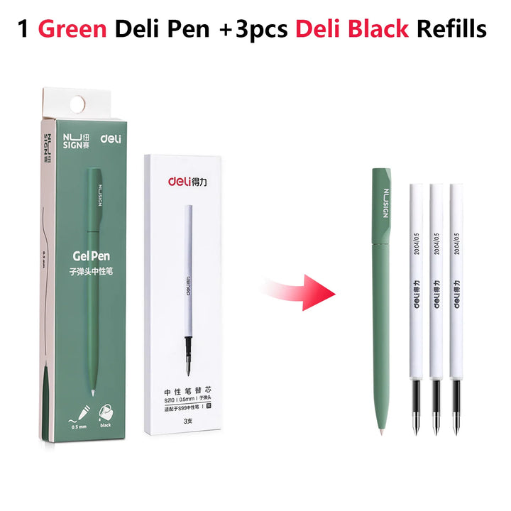 Deli Luxury Gel Pen Colored Ballpoint Pens 0.5mm Black Ink School Office Supplies Stationery Business Pen Office Accessories