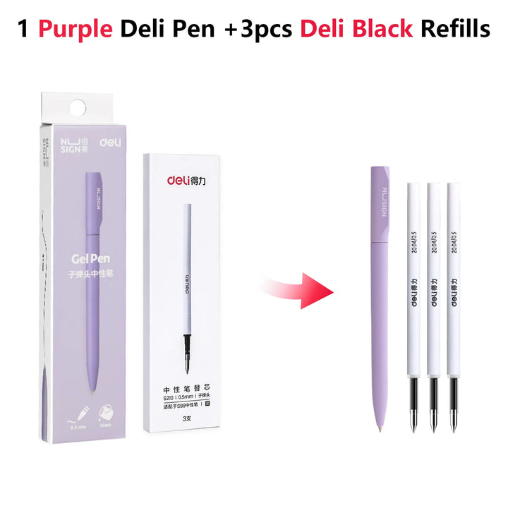 Deli Luxury Gel Pen Colored Ballpoint Pens 0.5mm Black Ink School Office Supplies Stationery Business Pen Office Accessories